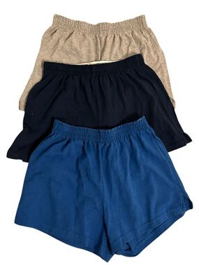 Soffe Shorts Bundle 3 Pack Blue Navy Grey Size M Athletic Cheer Lounge Y2K Sport